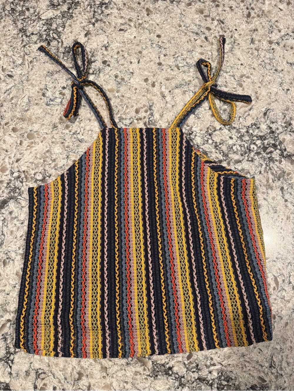 Madewell NWTStriped Crochet Tie-Shoulder Tank Top - Yellow Multi